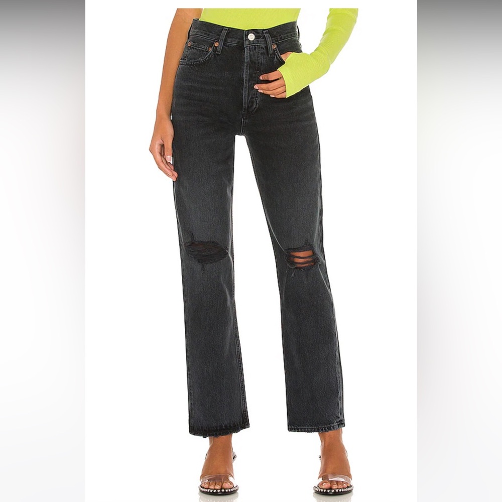AGOLDE 90s Pinch Waist High Waist Straight Leg Distressed Jeans Size‎ 27